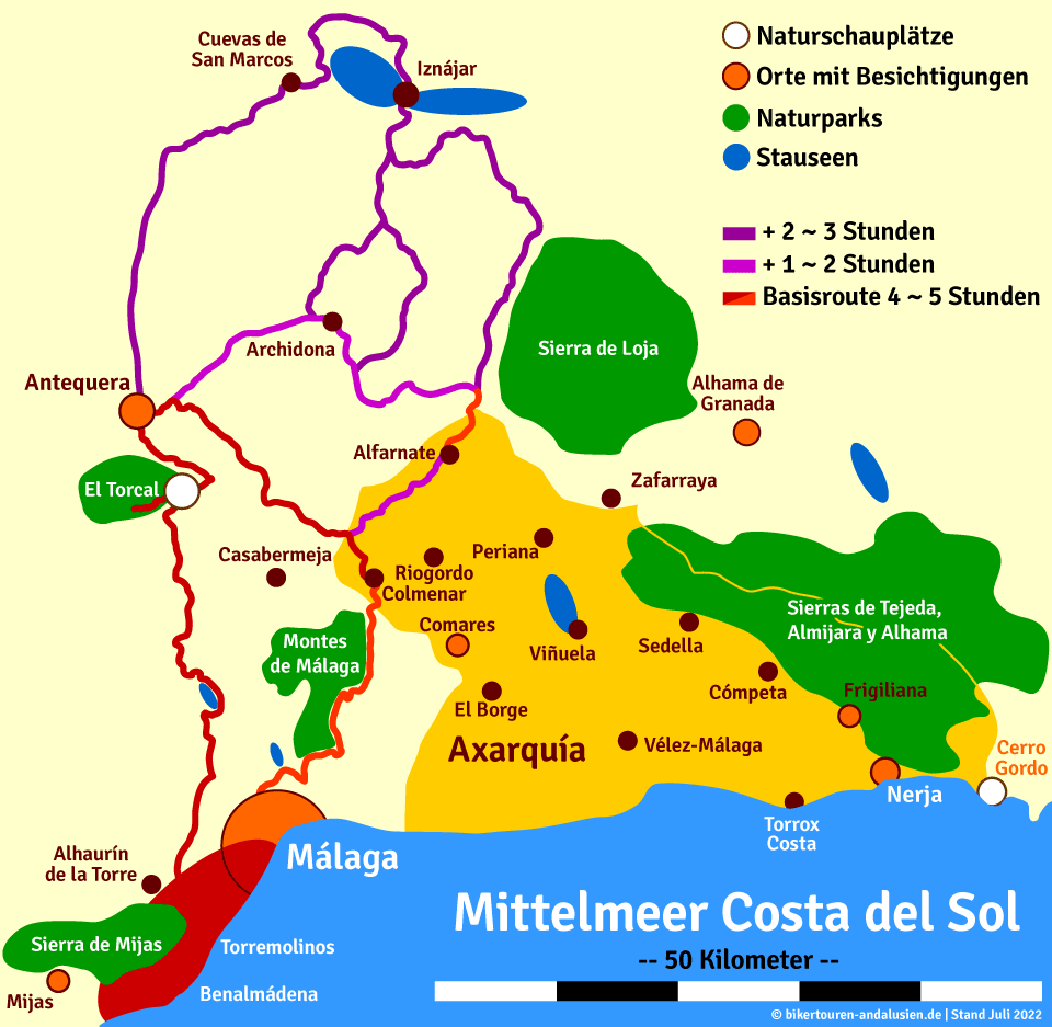 Karte-  El Torcal und der Norden Malagas